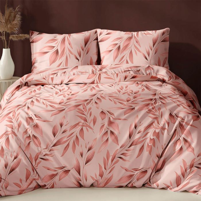 Medvilninis patalynės komplektas Pink Leaves, 140x200, 50x70 cm||TavoSapnas