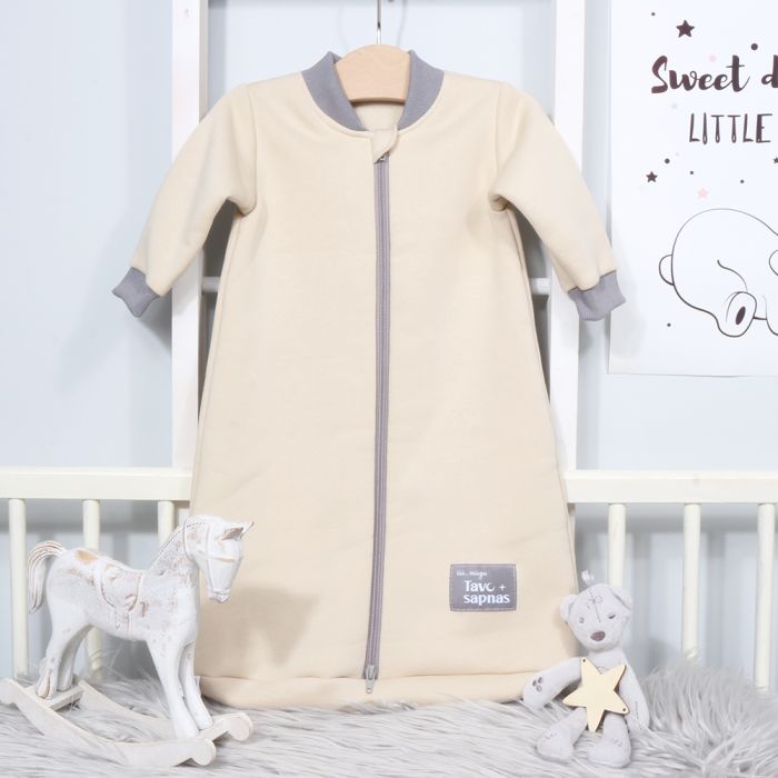 Pašiltintas trikotažinis miegmaišis su rankovėmis Smiltelė, 70 cm||TavoSapnas