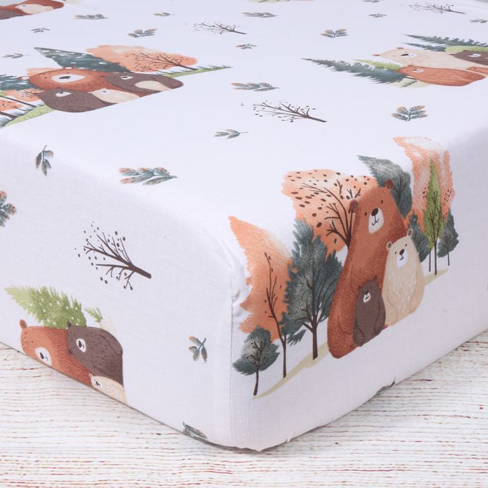 Medvilninė paklodė su guma Meškutės, 60x120 cm||TavoSapnas