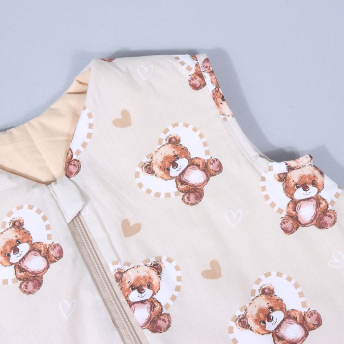 Šiltas miegmaišis su dvipusiu užtrauktuku Teddy Love, 70 cm, be rankovių, medvilninis||TavoSapnas