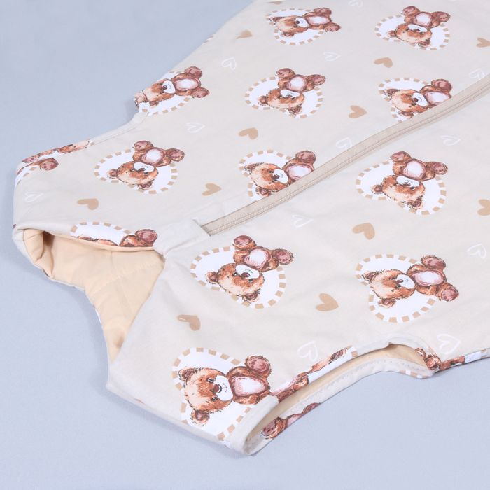 Šiltas miegmaišis su dvipusiu užtrauktuku Teddy Love, 120 cm, be rankovių, medvilninis||TavoSapnas