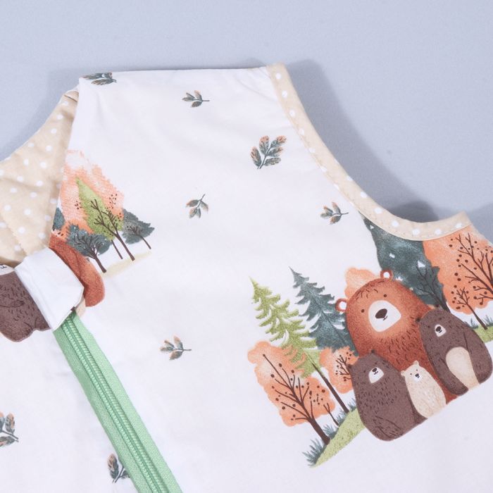 Šiltas miegmaišis su dvipusiu užtrauktuku Meškučiai, 90 cm||TavoSapnas