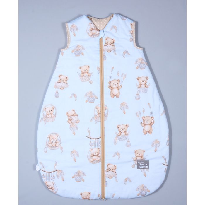 Šiltas miegmaišis su dvipusiu užtrauktuku Teddy Bear, 70 cm, be rankovių, medvilninis||TavoSapnas