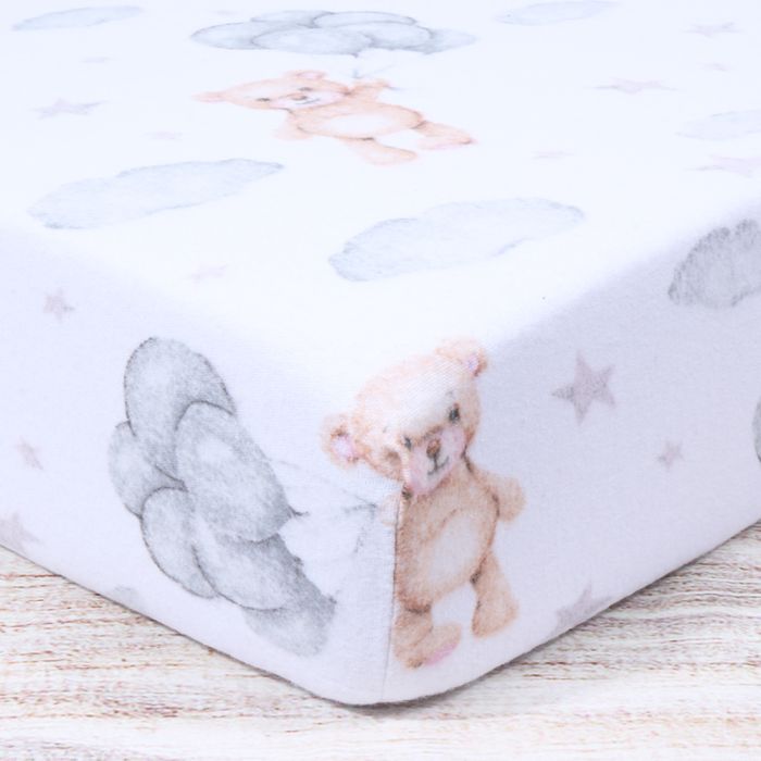 Flanelinė paklodė su guma Balionėliai, 60x120 cm||TavoSapnas