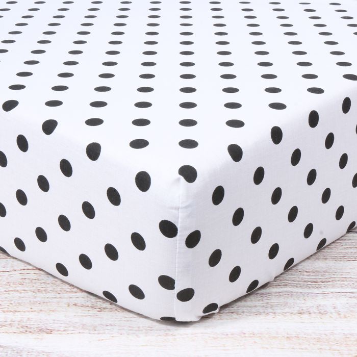 Medvilninė paklodė su guma Black Dots, 60x120 cm||TavoSapnas