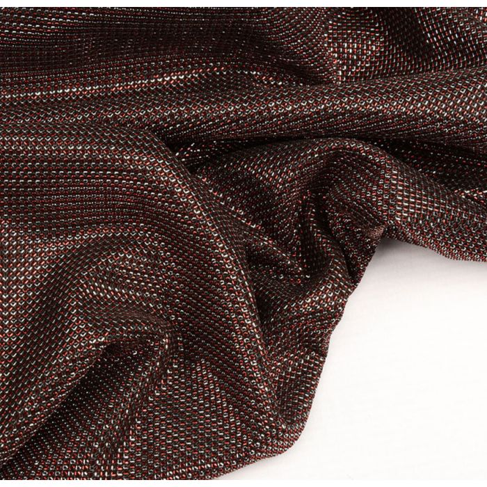 Blizgus puošnus audinys Lurex Silver Red||TavoSapnas
