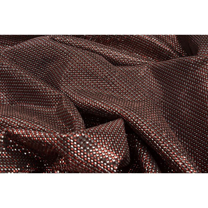 Blizgus puošnus audinys Lurex Silver Red||TavoSapnas