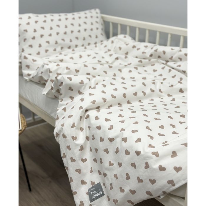 Patalynės komplektas kūdikiams iš kolekcinės medvilnės Širdelės, 90x120, 40x60 cm||TavoSapnas