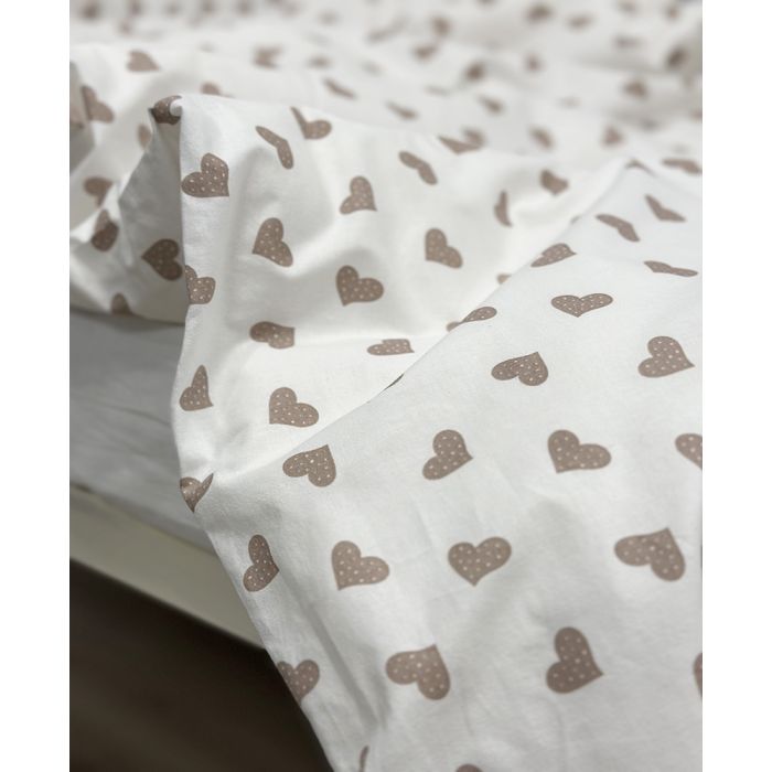 Patalynės komplektas kūdikiams iš kolekcinės medvilnės Širdelės, 110x140, 40x60 cm||TavoSapnas