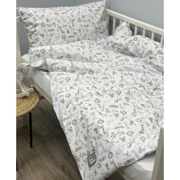 Patalynės komplektas kūdikiams iš kolekcinės medvilnės Mini Safari, 110x140, 40x60 cm||TavoSapnas