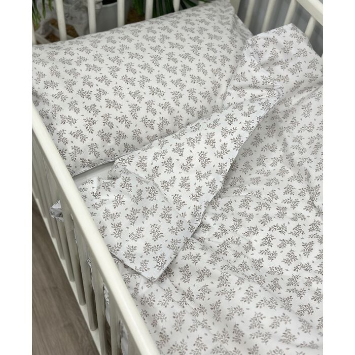 Patalynės komplektas kūdikiams iš kolekcinės medvilnės Lapelių jūra, 110x140, 40x60 cm||TavoSapnas