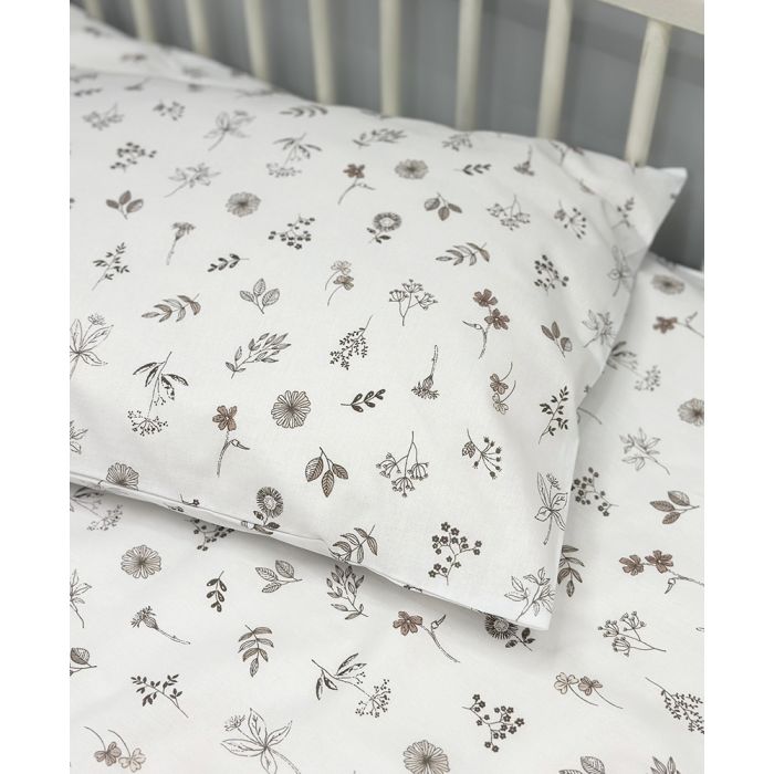 Patalynės komplektas kūdikiams iš kolekcinės medvilnės Ruda pieva, 100x135, 40x60 cm||TavoSapnas