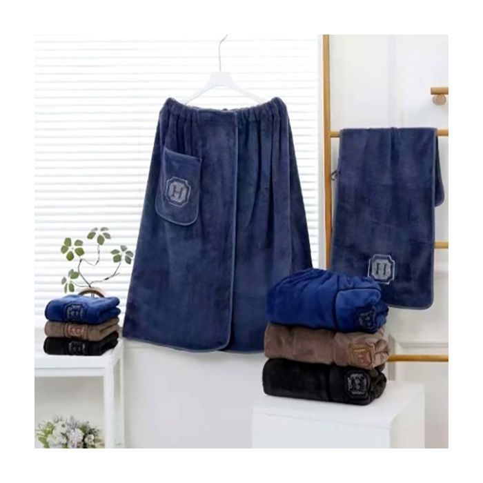 Vyriškas 2 dalių pirties rankšluosčio komplektas Plus Size||TavoSapnas