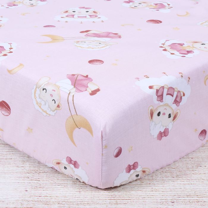 Medvilninė paklodė su guma Avytės, 60x120 cm||TavoSapnas