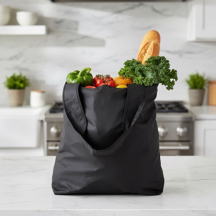 Sulankstomas pirkinių krepšys, juodas||TavoSapnas