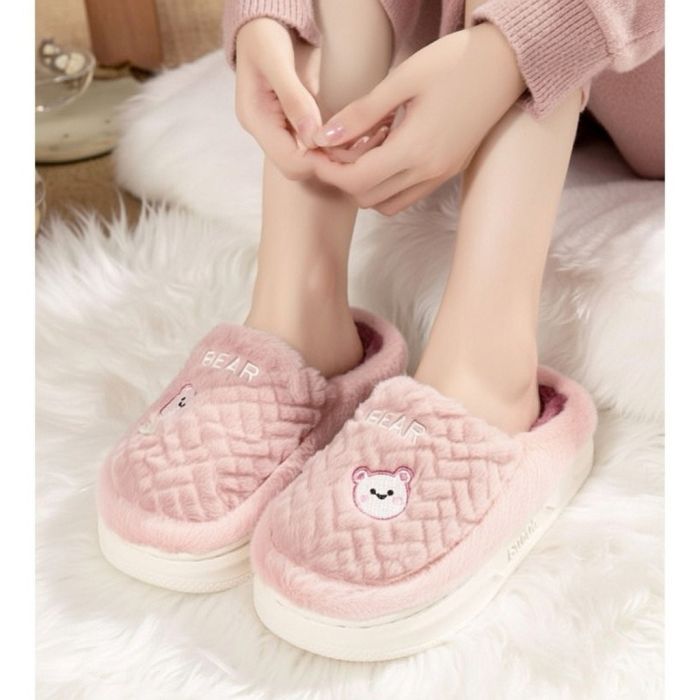 Moteriškos šlepetės su kailiuku Pink Bear, 38 dydis||TavoSapnas