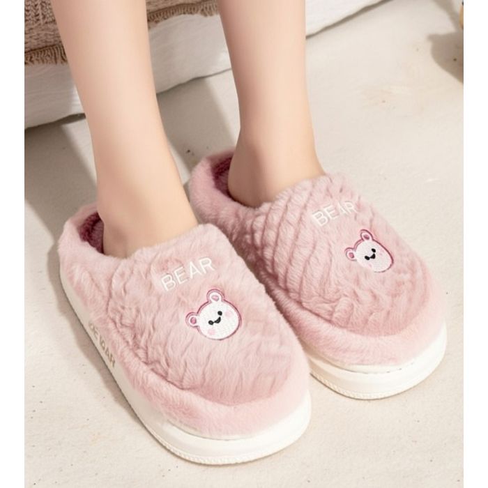Moteriškos šlepetės su kailiuku Pink Bear, 38 dydis||TavoSapnas