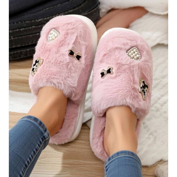 Moteriškos šlepetės su kailiuku Pink Fluffy, 38 dydis||TavoSapnas