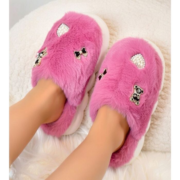 Moteriškos šlepetės su kailiuku Rose Fluffy, 38 dydis||TavoSapnas