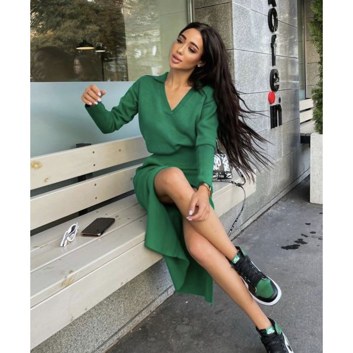 Šiltas megztas audinys Tamsus žalias, likutis 1.40x1.50m||TavoSapnas