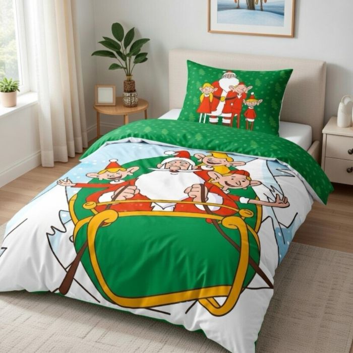 Dvipusė flanelinė patalynė Kalėdinė, 135x200, 80x80 cm||TavoSapnas