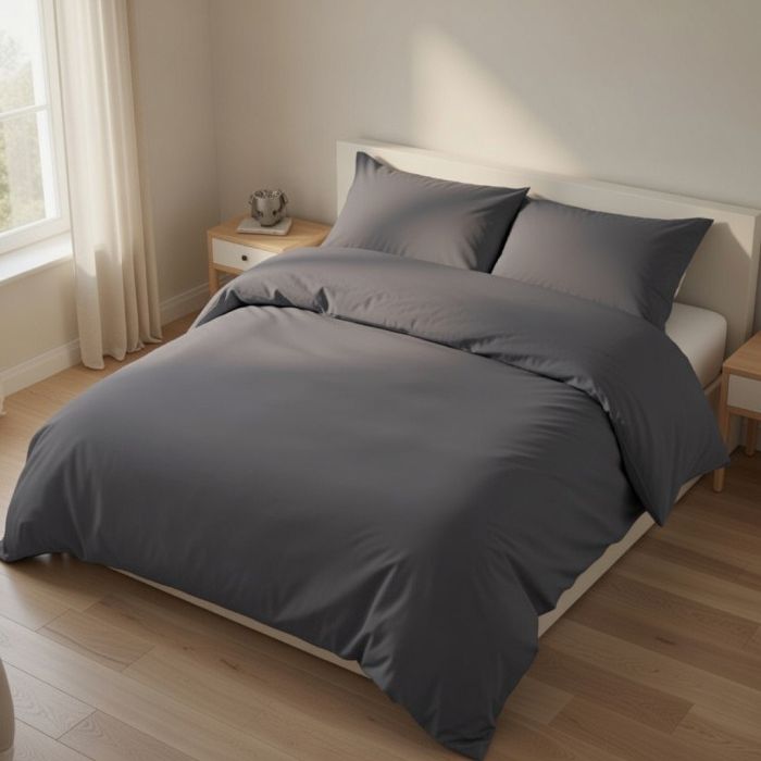 Satino patalynės komplektas Tamsiai Pilkas, 140x200, 50x70 cm||TavoSapnas