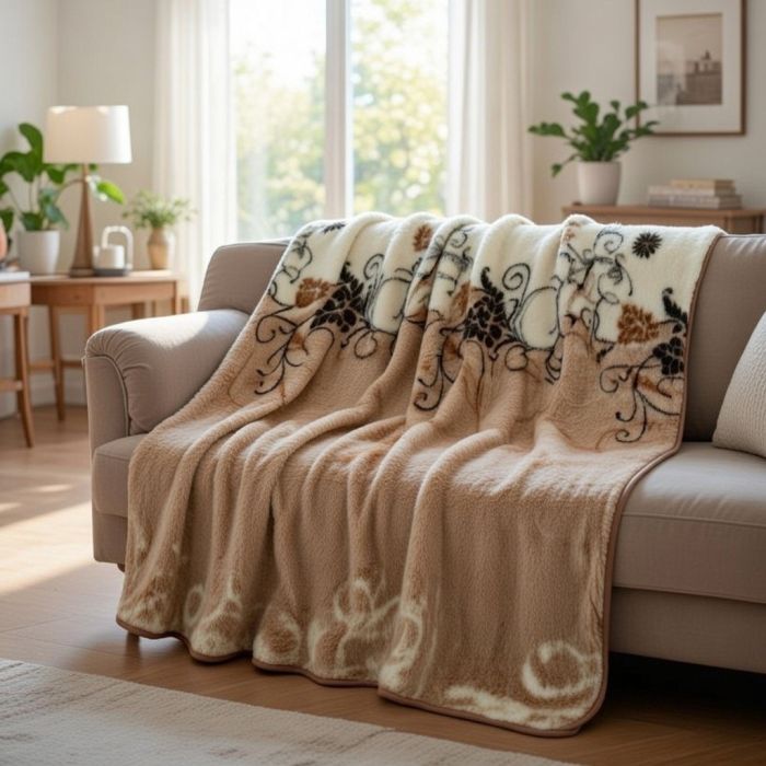 Merinosų vilnos pledas Raštai, 200x220 cm||TavoSapnas