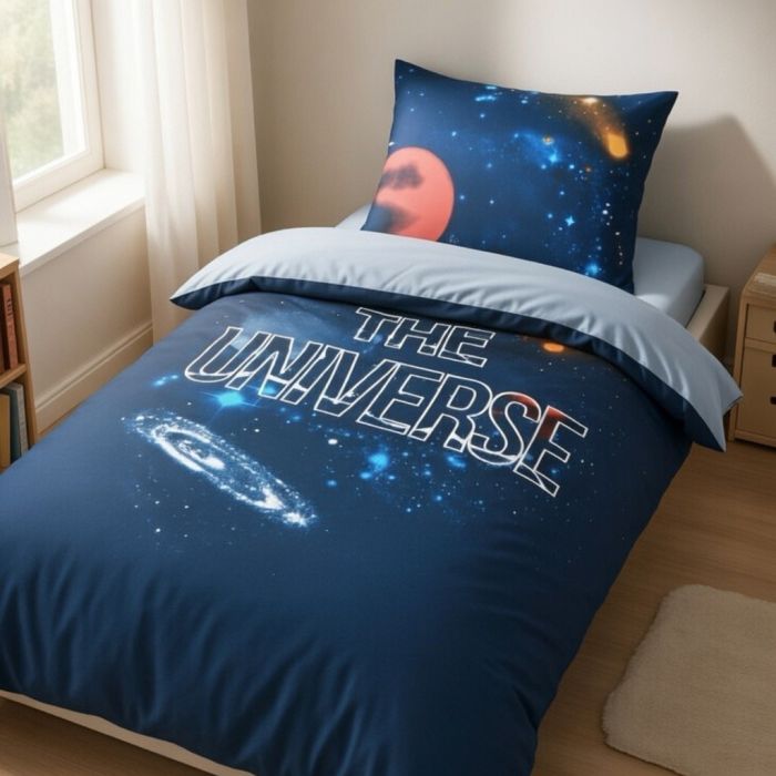 Šviečiantis tamsoje patalynės komplektas Universe, 135x200, 80x80 cm||TavoSapnas