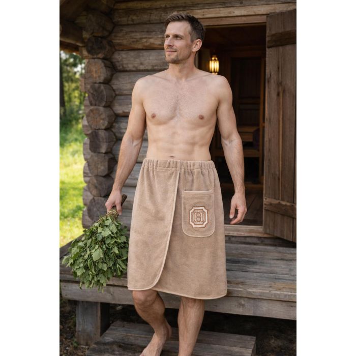 Vyriškas 2 dalių pirties rankšluosčio komplektas Plus Size||TavoSapnas