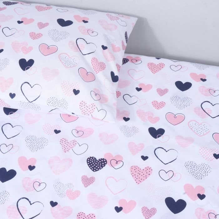 Patalynės komplektas kūdikiui Širdelės, 100x135, 40x60 cm||TavoSapnas