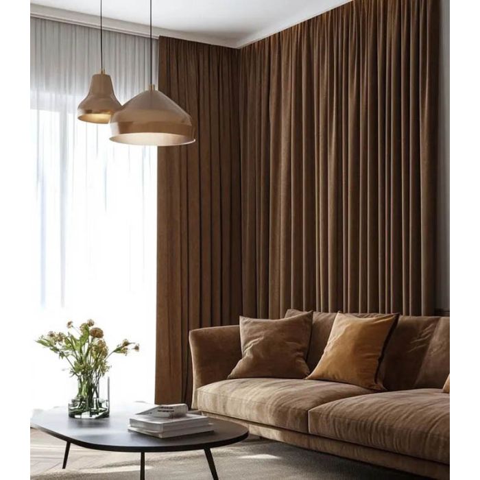 Matuojama veliūrinė užuolaida Matte Brown, aukštis 320 cm||TavoSapnas