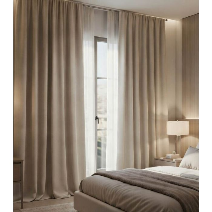 Matuojama veliūrinė užuolaida Matte Beige, aukštis 320 cm||TavoSapnas