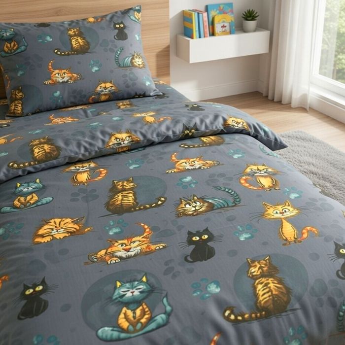 Patalynės komplektas Katinai, 140x200, 70x70 cm||TavoSapnas