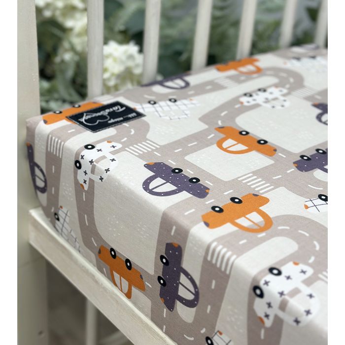 Medvilninė paklodė su guma Mini Cars, 60x120 cm||TavoSapnas