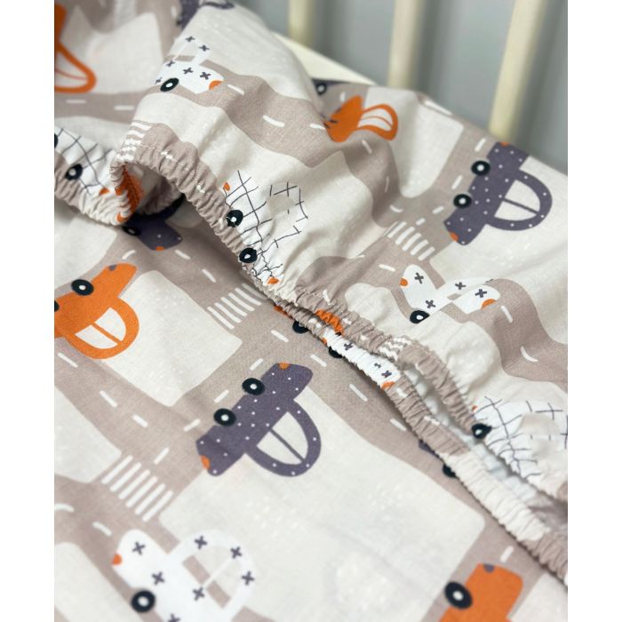 Drobinė paklodė su guma Mini Cars, 90x200 cm||TavoSapnas