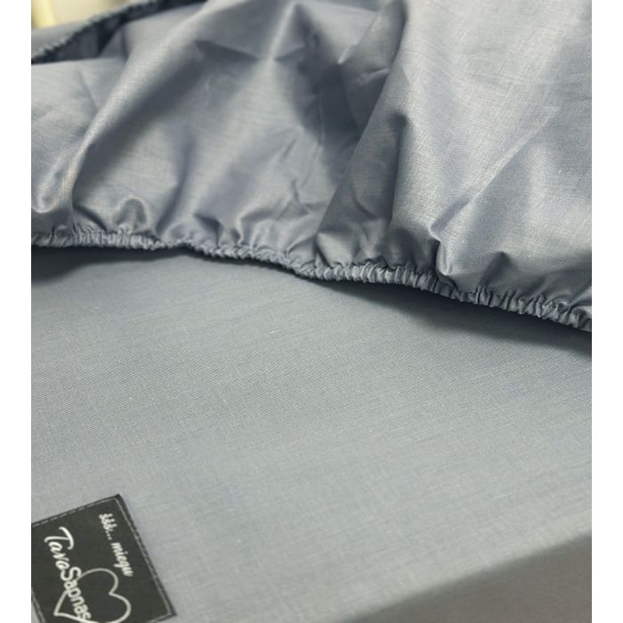 Drobinė paklodė su guma Mėlynai pilka, 90x200 cm||TavoSapnas