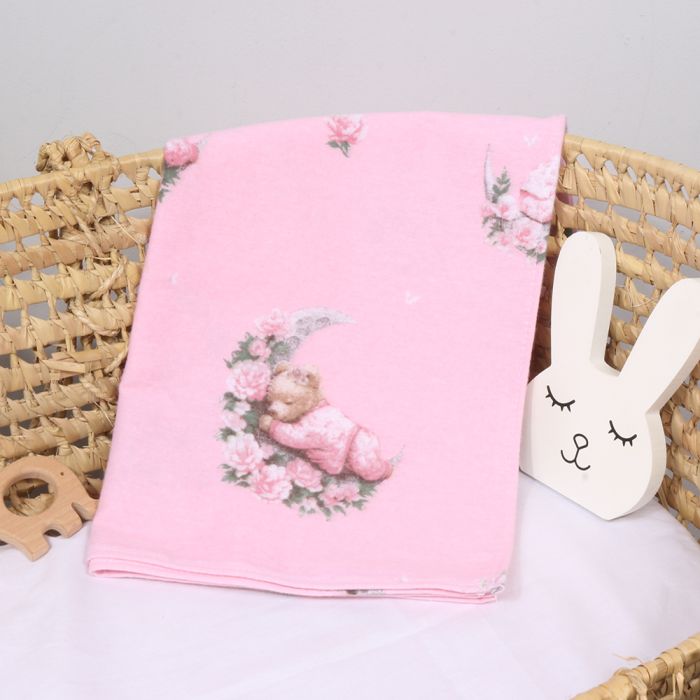 Flanelinis vystyklas Rožiniai sapneliai, 100x100 cm||TavoSapnas