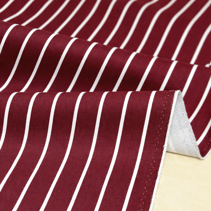 Tvirtas medvilninis audinys, Bordo Stripes||TavoSapnas