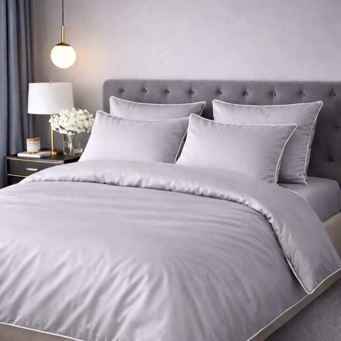 Pure Collection mako satino patalynė Light Grey, 200x220, 70x80 cm||TavoSapnas