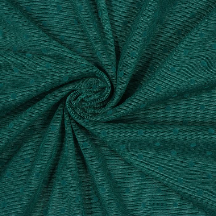 Elastinis tiulis su taškeliais Dark Green, 1.30x1.55m||TavoSapnas