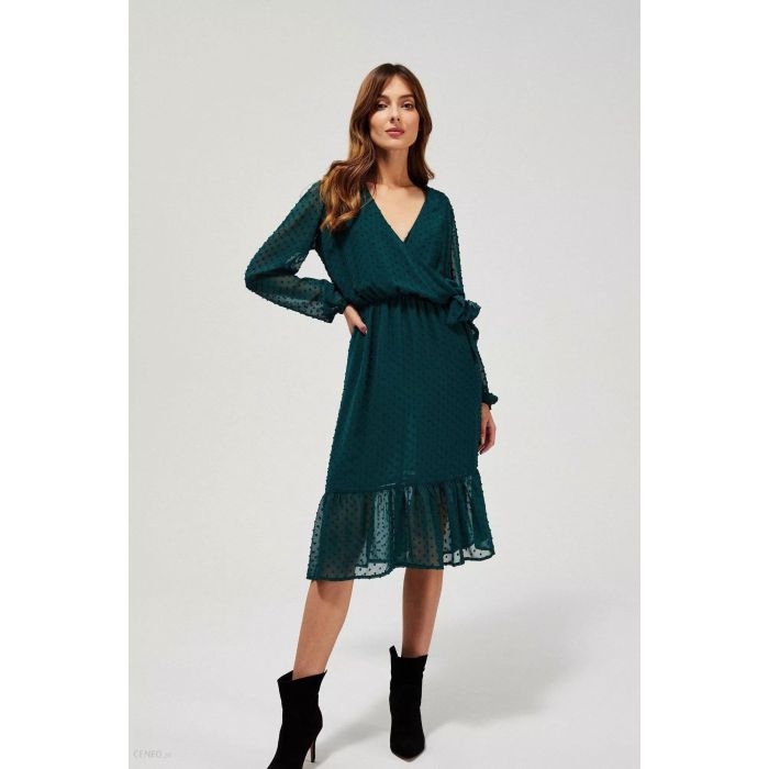 Elastinis tiulis su taškeliais Dark Green, 1.30x1.55m||TavoSapnas