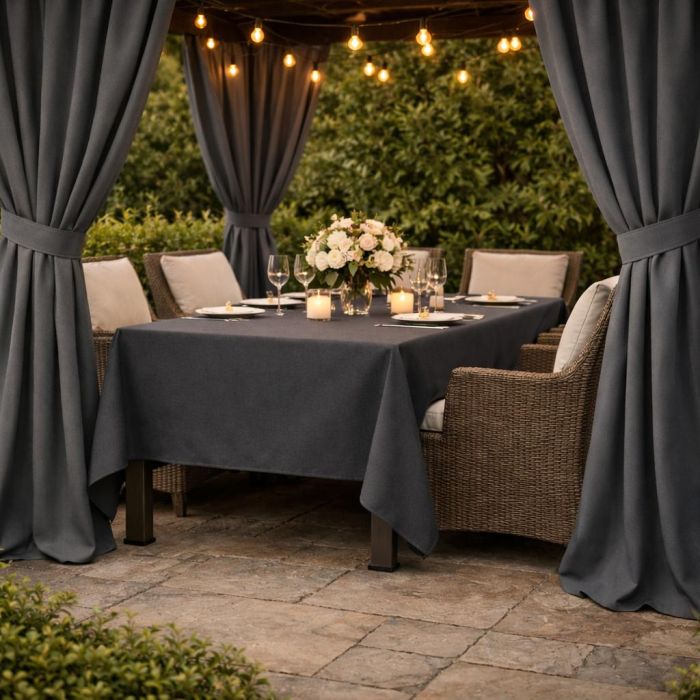 Terasos užuolaida Monte Karlo Dark Grey su UV apsauga + surišimas||TavoSapnas