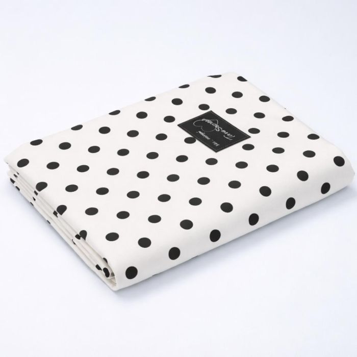 Medvilninė paklodė be gumos Balta taškuota, 155x220 cm||TavoSapnas
