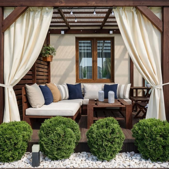 Užuolaida terasai Gelsvo kremo + surišimas||TavoSapnas