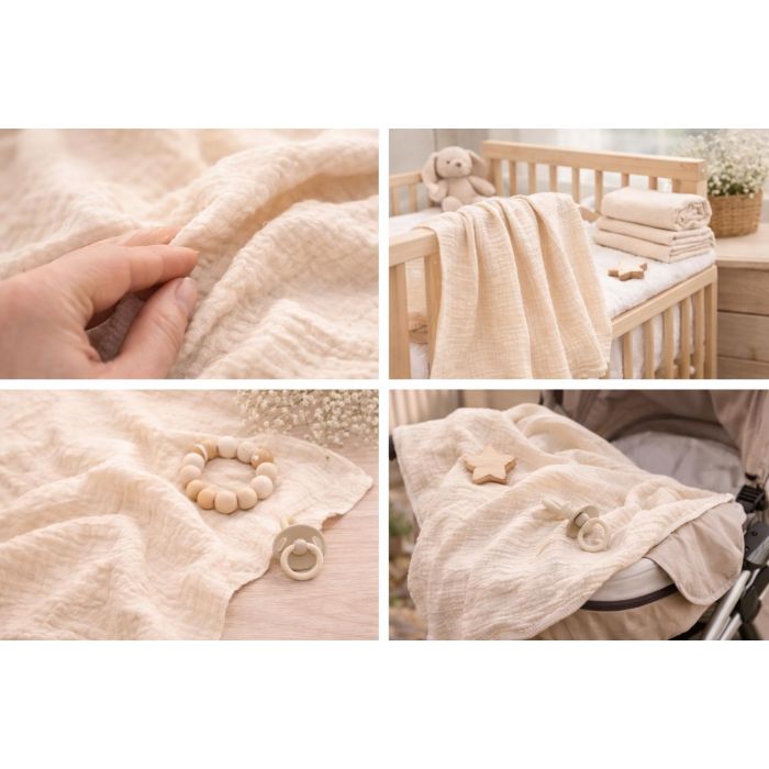 Muslino vystyklas Cream, 65x80 cm||TavoSapnas