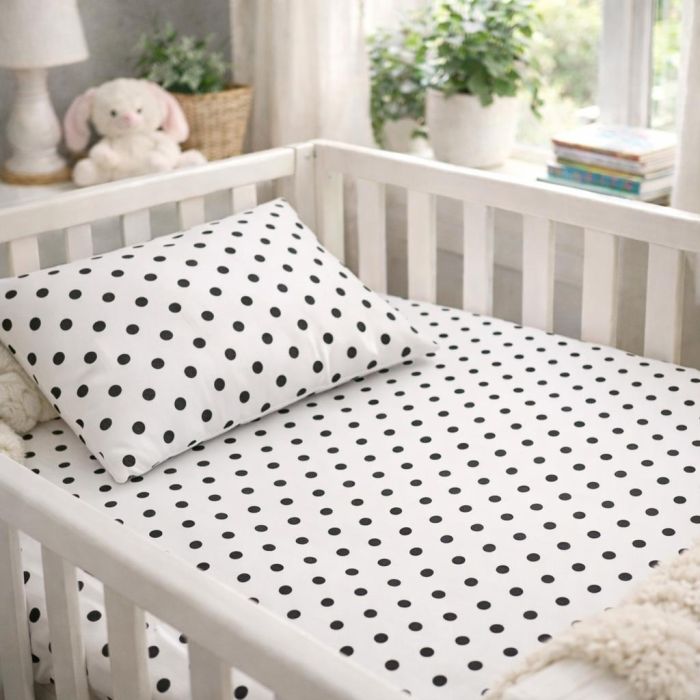 Patalynės komplektas kūdikiams Black Dots, 100x135, 40x60 cm||TavoSapnas