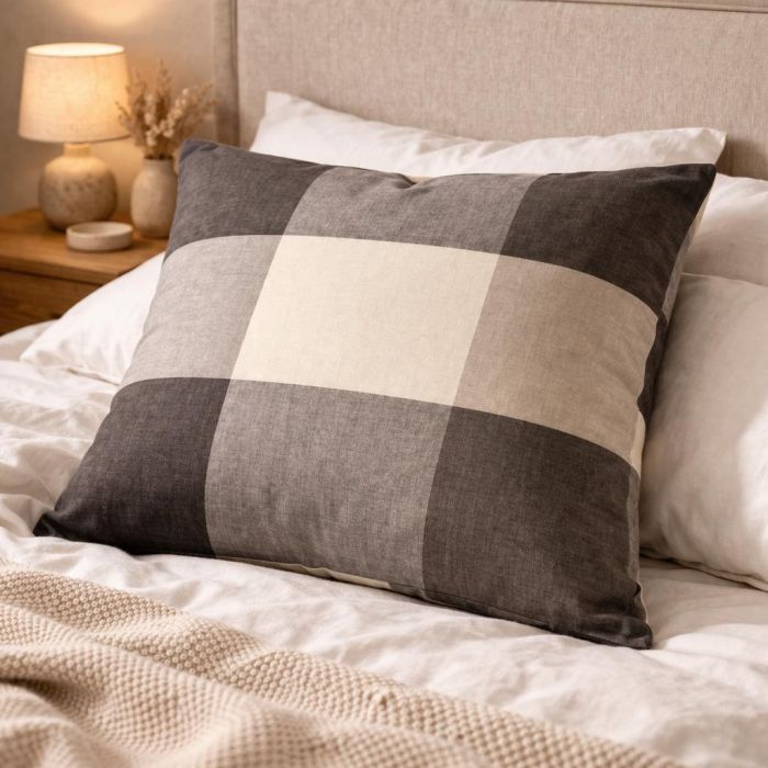 Medvilninis pagalvės užvalkalas su užtrauktuku Pilkas Languotas, 70x80 cm||TavoSapnas