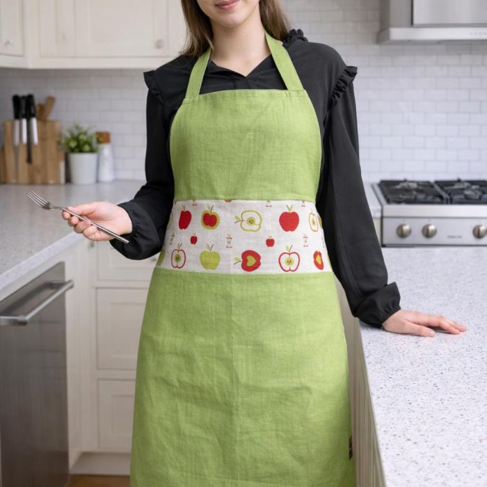 Lininė prijuostė Žali obuoliukai||TavoSapnas