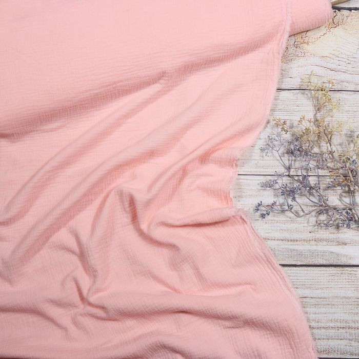 Double gauze muslinas, rožinės pudros, likutis 1.15x1.50m||TavoSapnas