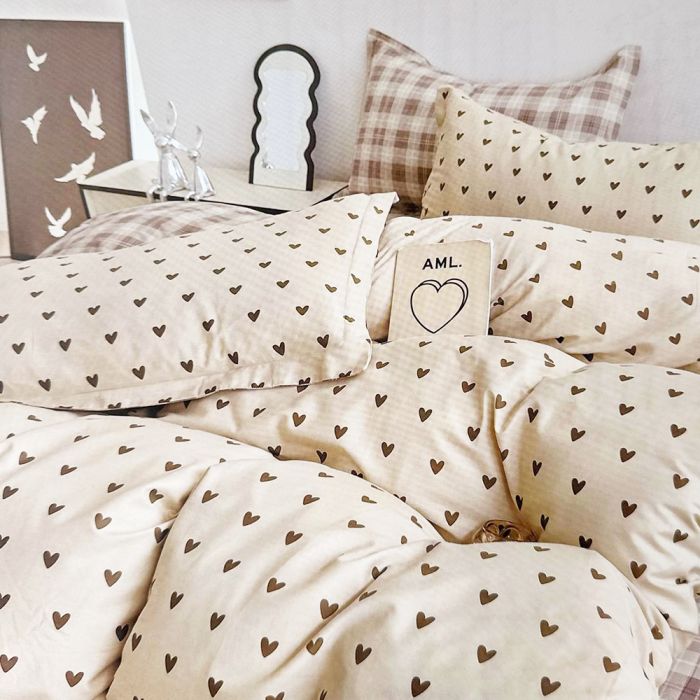 Dvipusis patalynės komplektas Languotos širdelės, 200x220, 70x80 cm||TavoSapnas